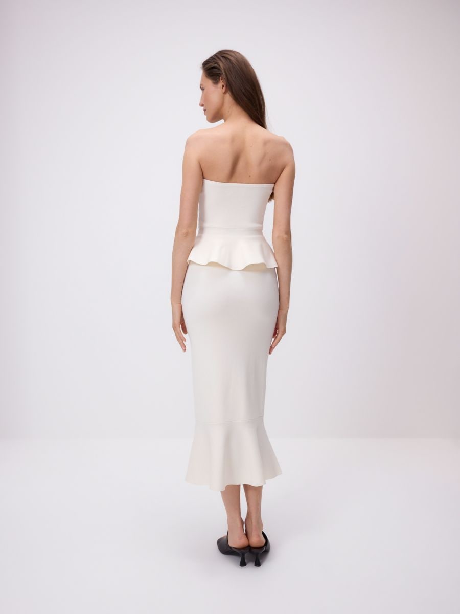 Midi skirt with peplum - nude - RESERVED - 5