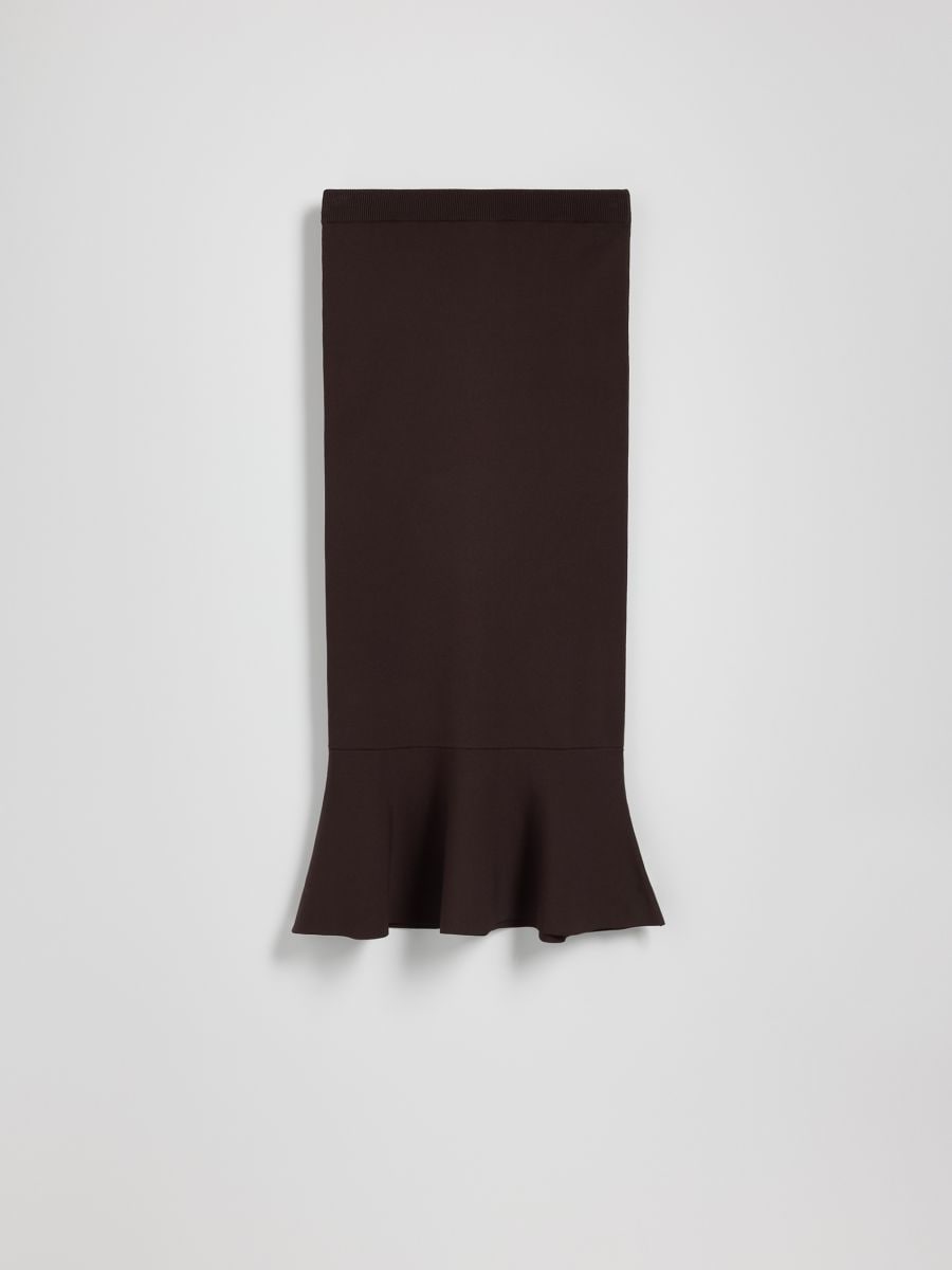 Midi skirt with peplum - brown - RESERVED