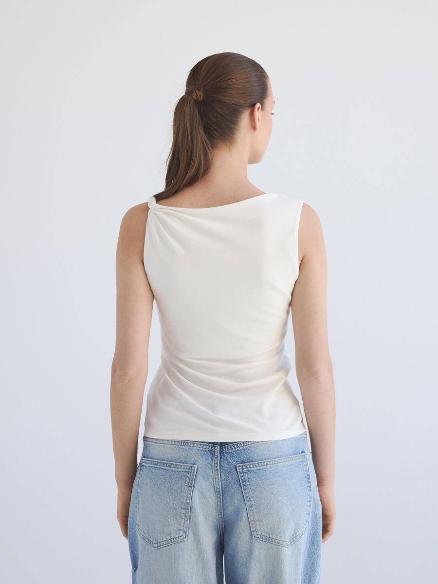 Blouse with decorative appliqué - cream - RESERVED - 4