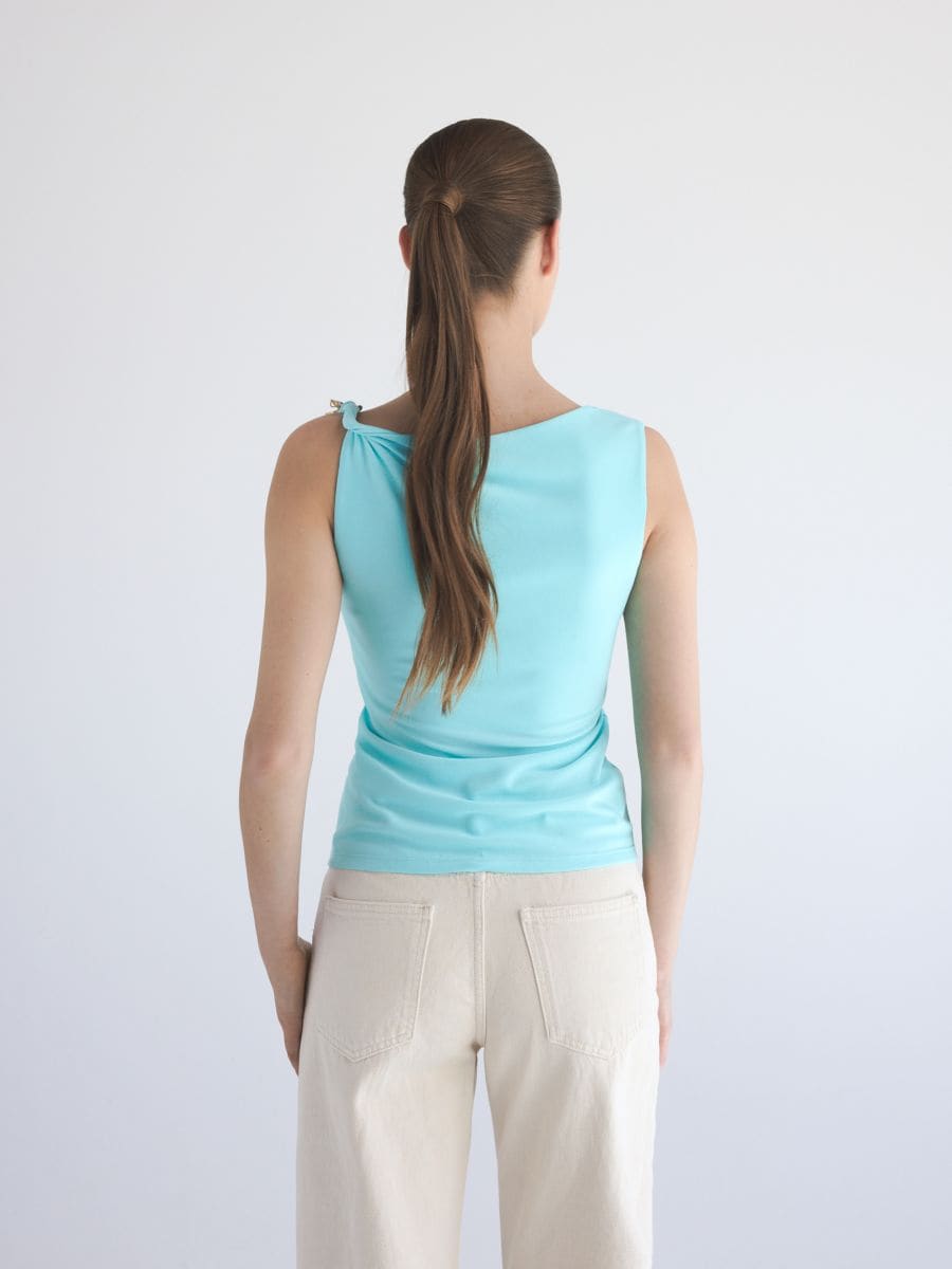 Blouse with decorative appliqué - aqua - RESERVED - 4