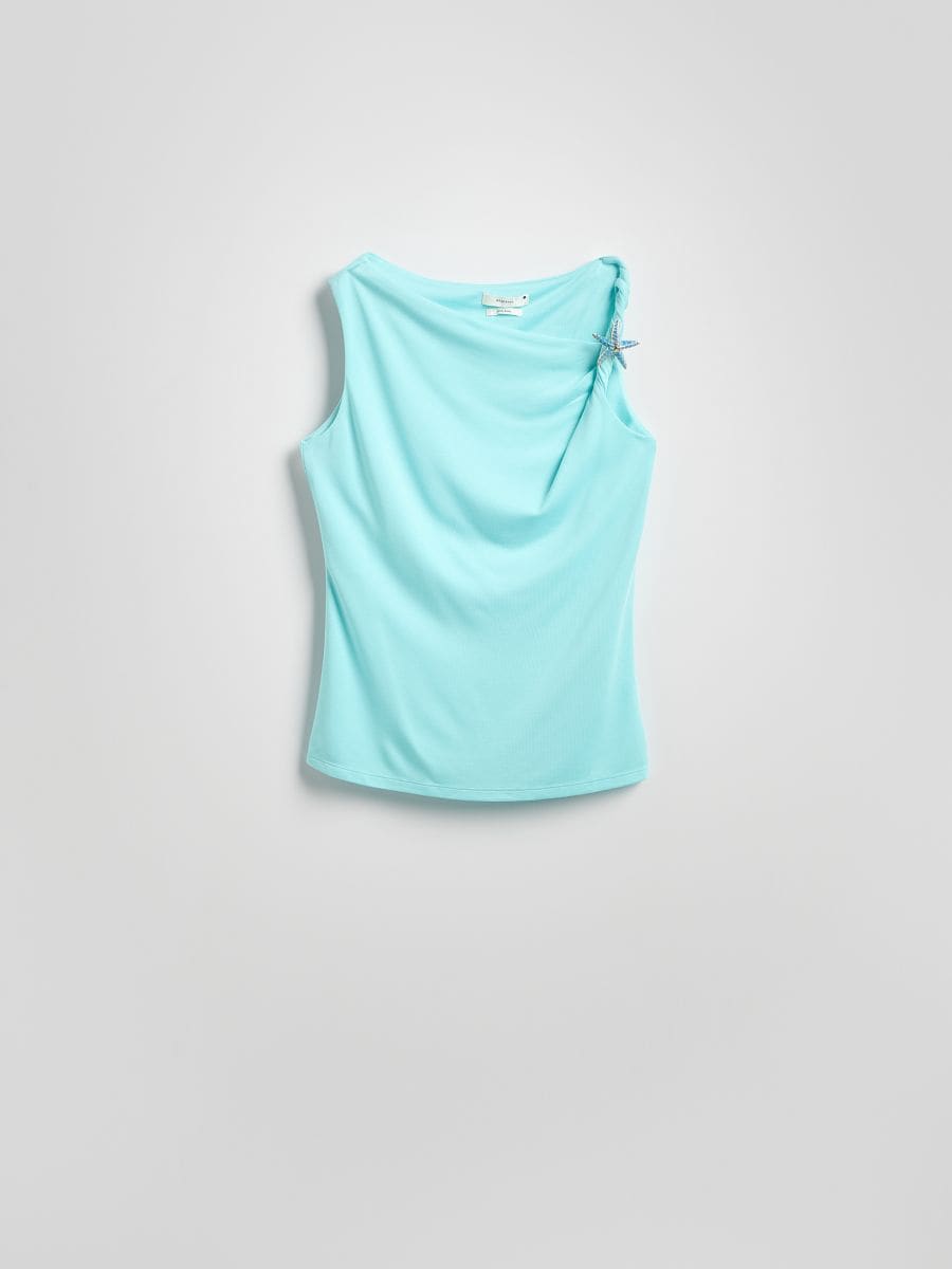 Blouse with decorative appliqué - aqua - RESERVED - 6
