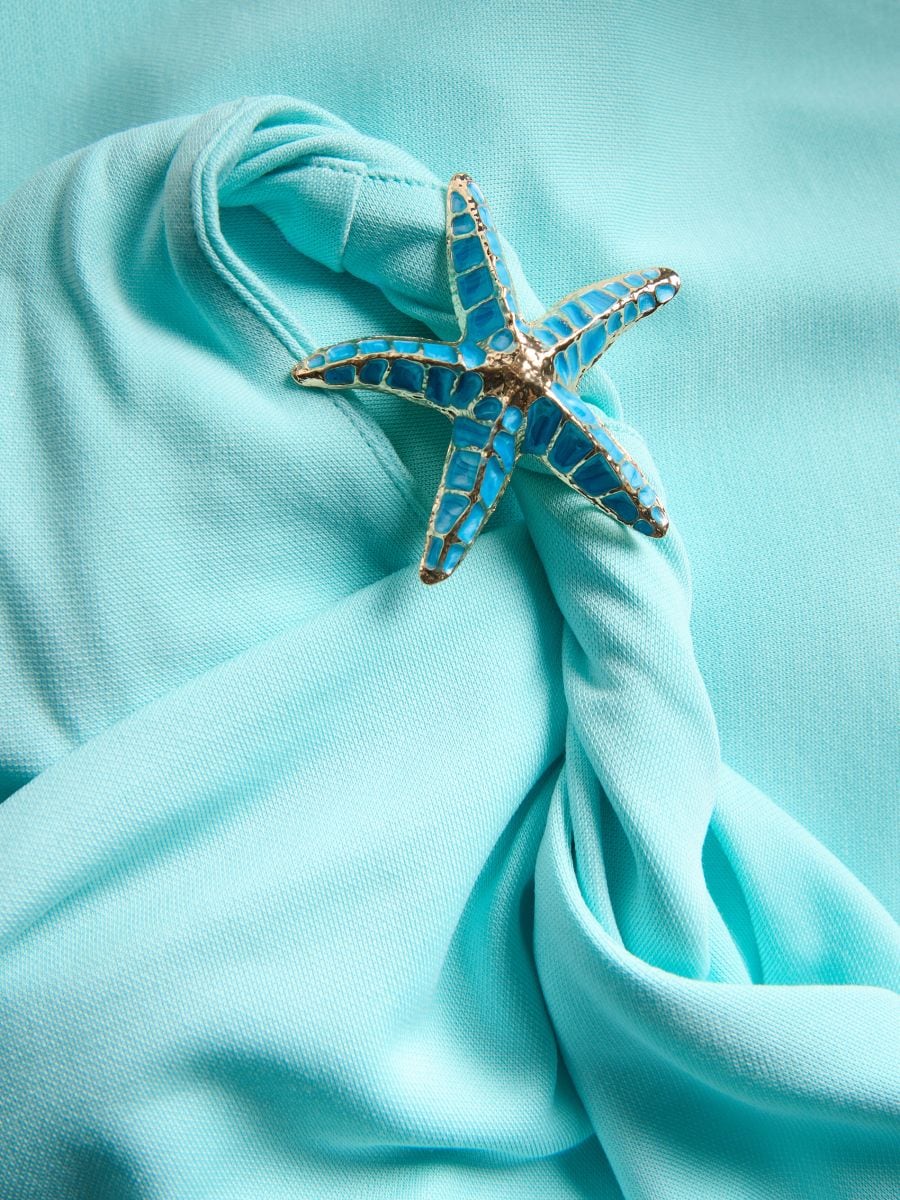 Blouse with decorative appliqué - aqua - RESERVED - 7