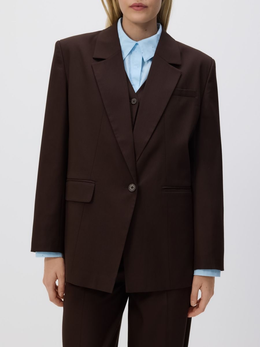Blazer aus Viskosemischung - dunkelbraun - RESERVED