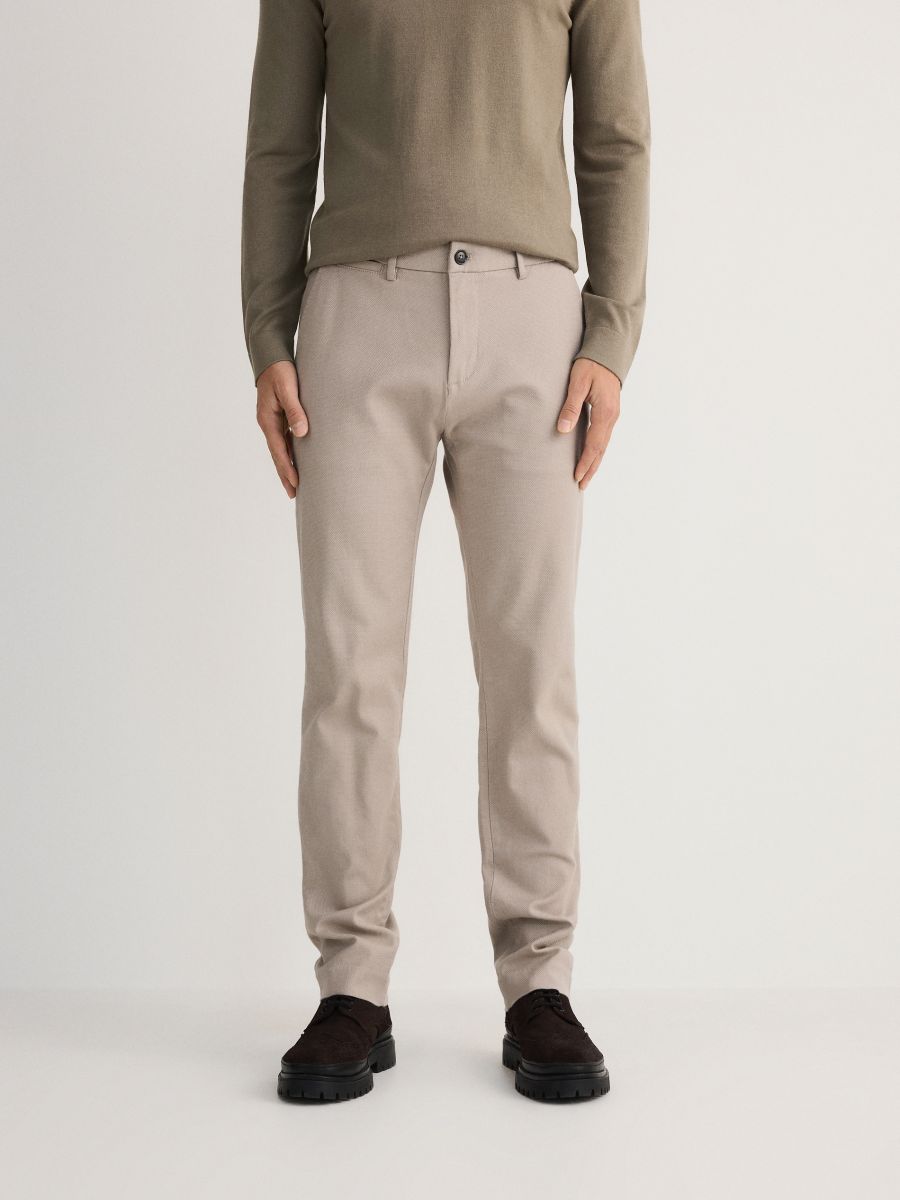 Chino slim cotton rich trousers - coffee - RESERVED