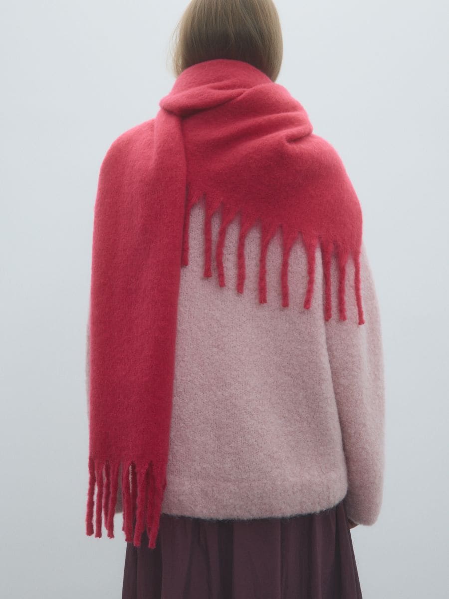 Scarf with fringes - fuchsia - RESERVED - 2