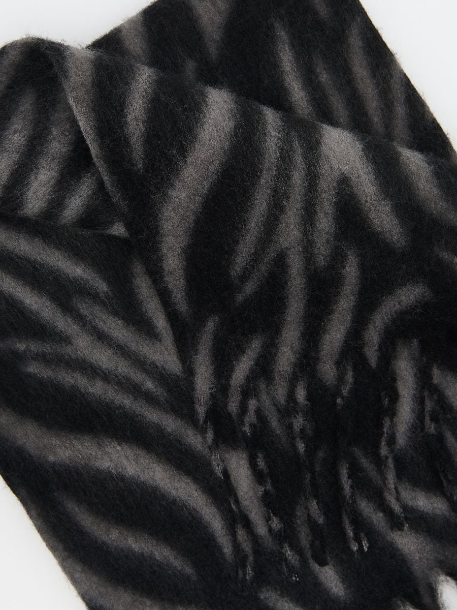 Scarf with fringes - dark grey - RESERVED - 2
