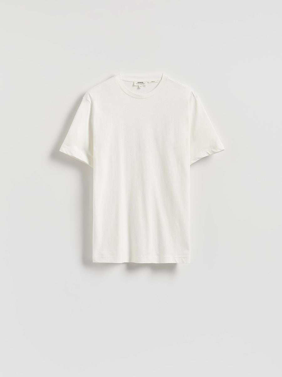 T-shirt regular fit z lnem - złamana biel - RESERVED