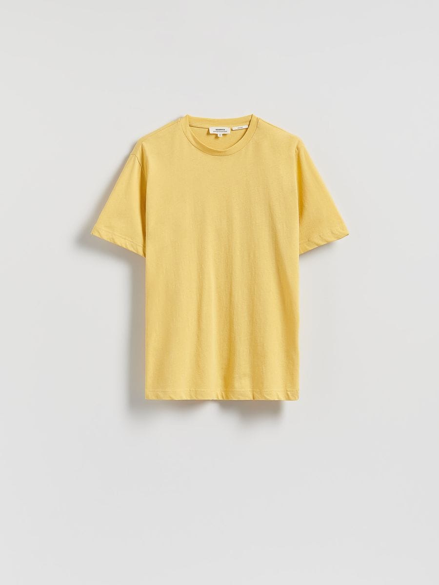 Regular fit T-shirt with linen blend - light yellow - RESERVED - 6
