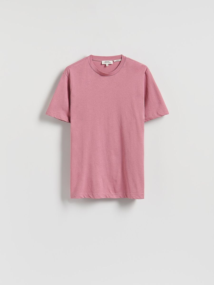 Regular fit T-shirt with linen blend - dusty rose - RESERVED - 6