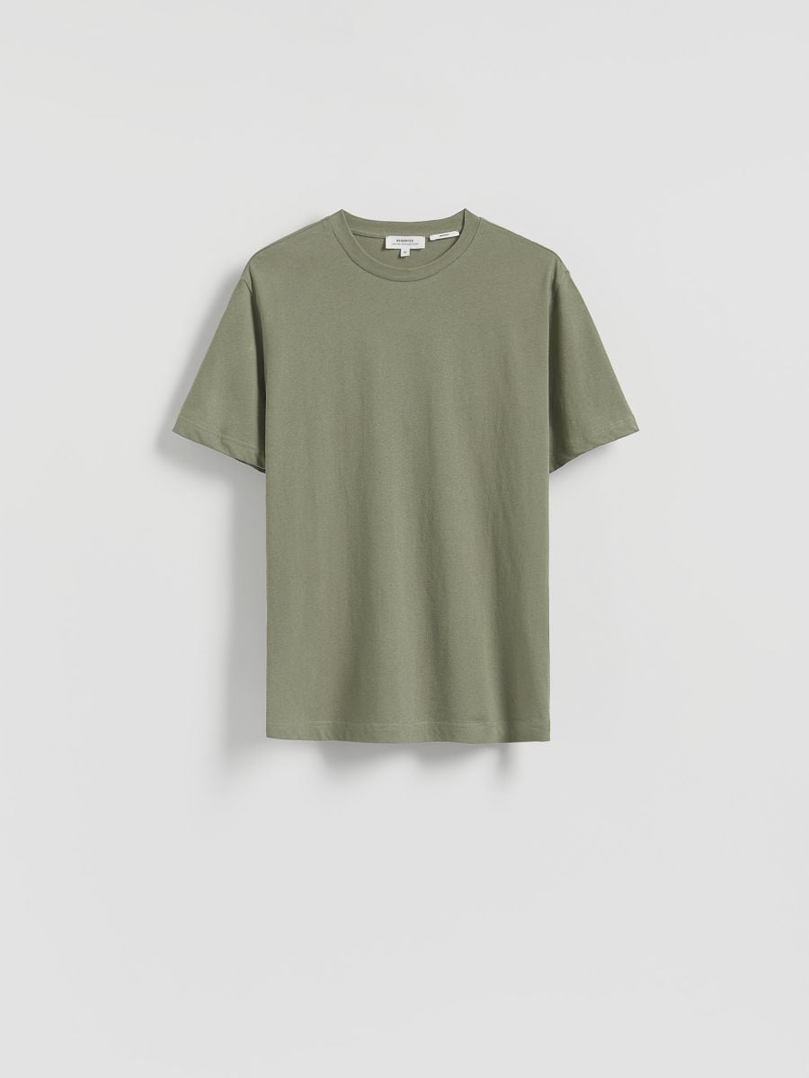 T-shirt regular fit z lnem - jasny zielony - RESERVED