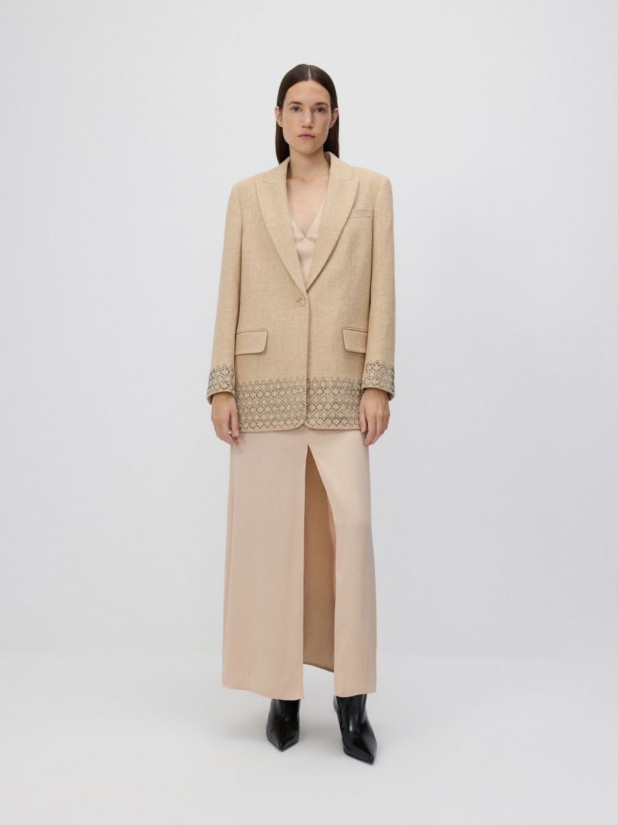 Maxi dress with side split - nude - RESERVED - 3