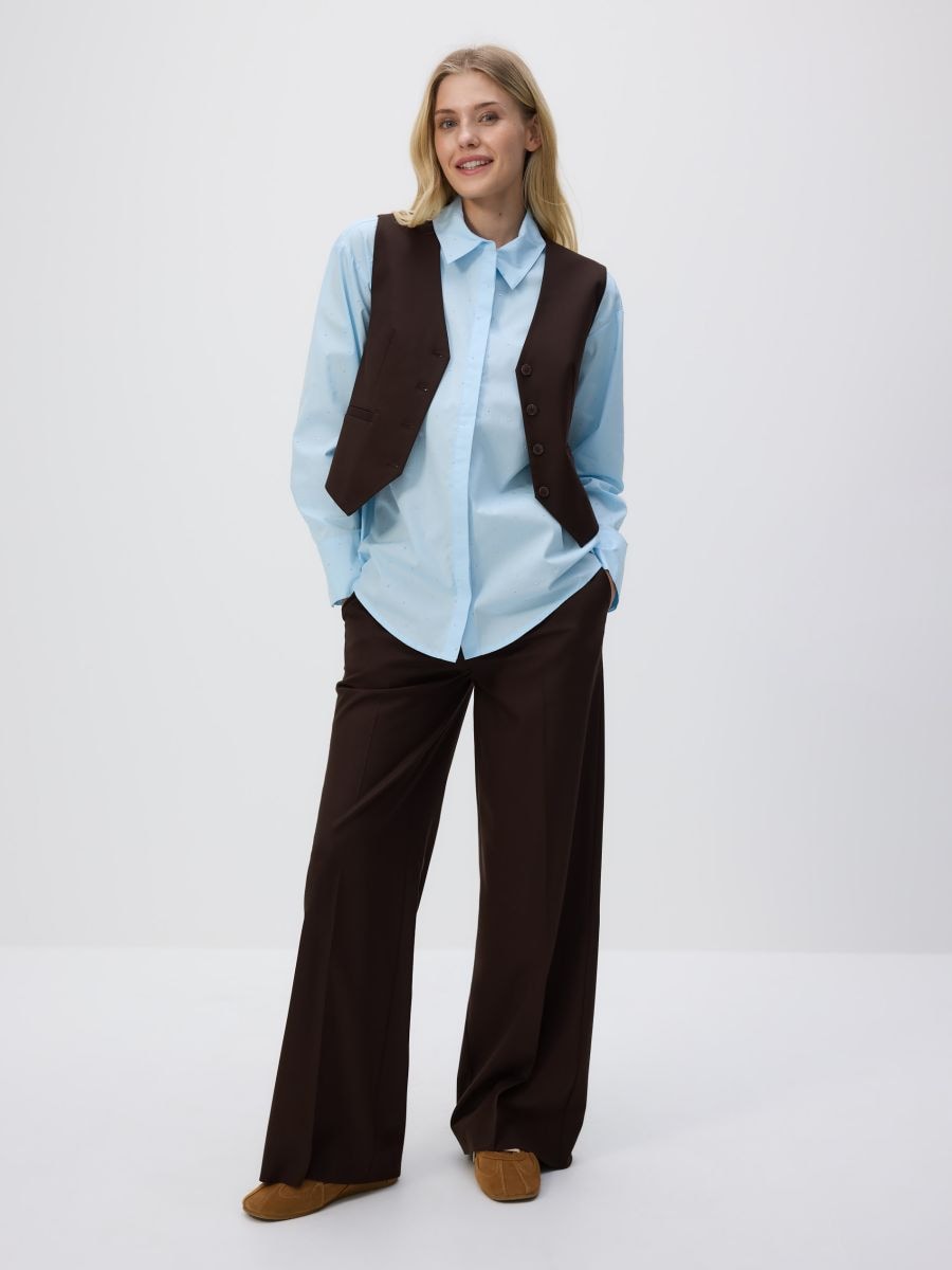 Viscose rich suit vest - dark brown - RESERVED