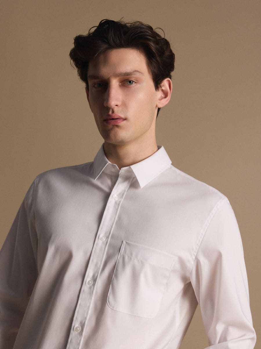 Slim fit cotton rich shirt - white - RESERVED