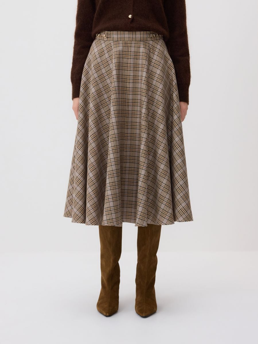 Midi skirt with wool - multicolor - RESERVED