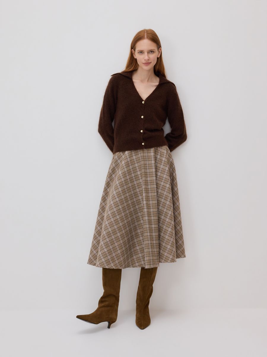 Midi skirt with wool - multicolor - RESERVED