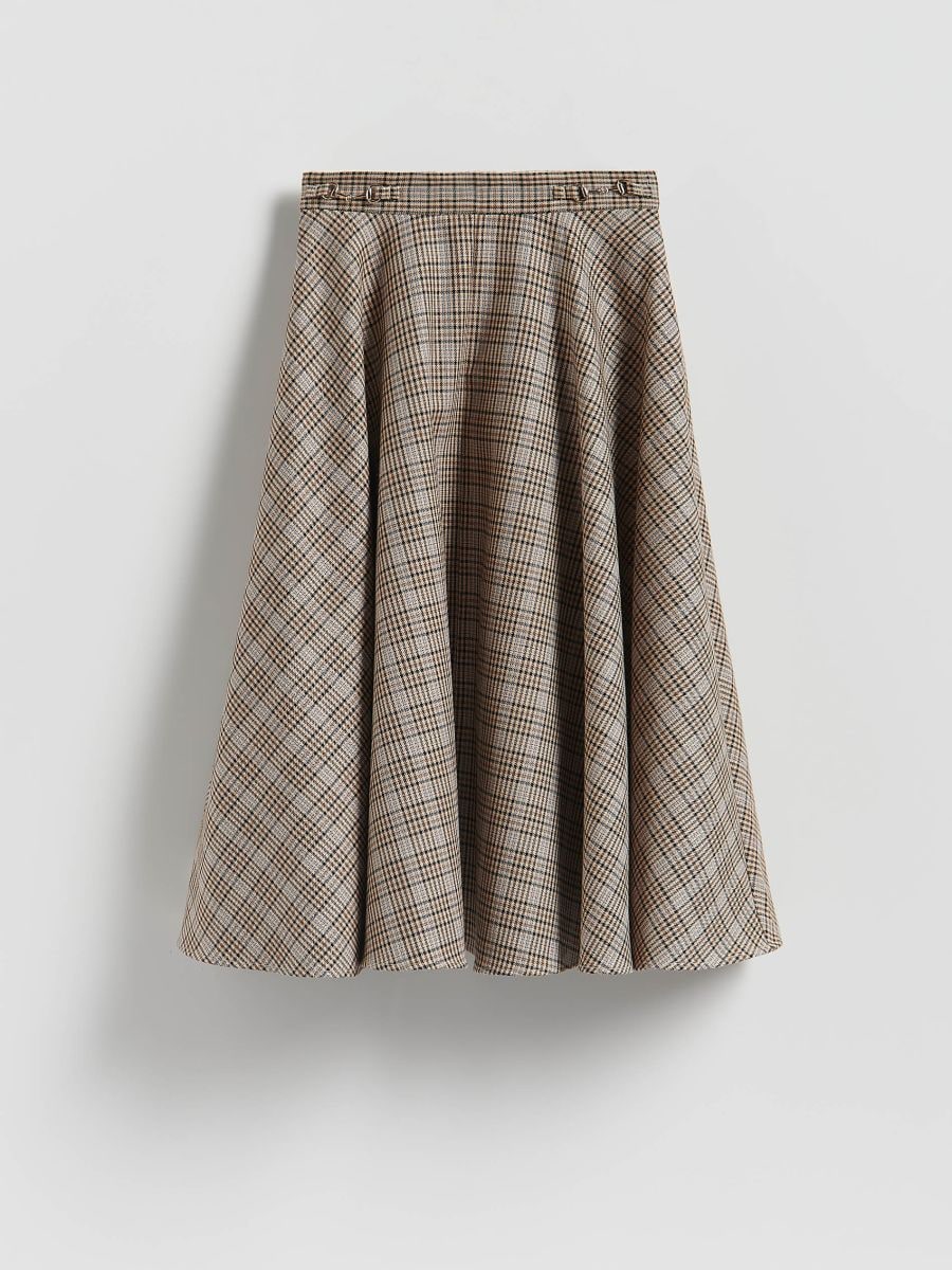 Wool midi skirt - multicolor - RESERVED