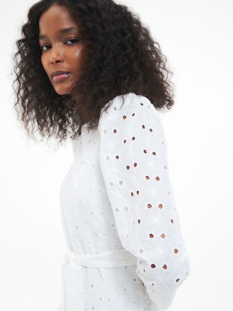 Kleid mit Lochmuster - creme - RESERVED - 2