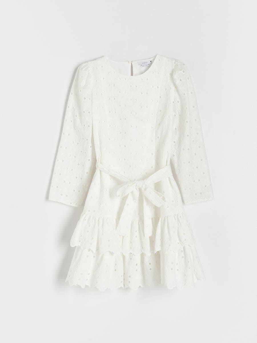 Kleid mit Lochmuster - creme - RESERVED - 5