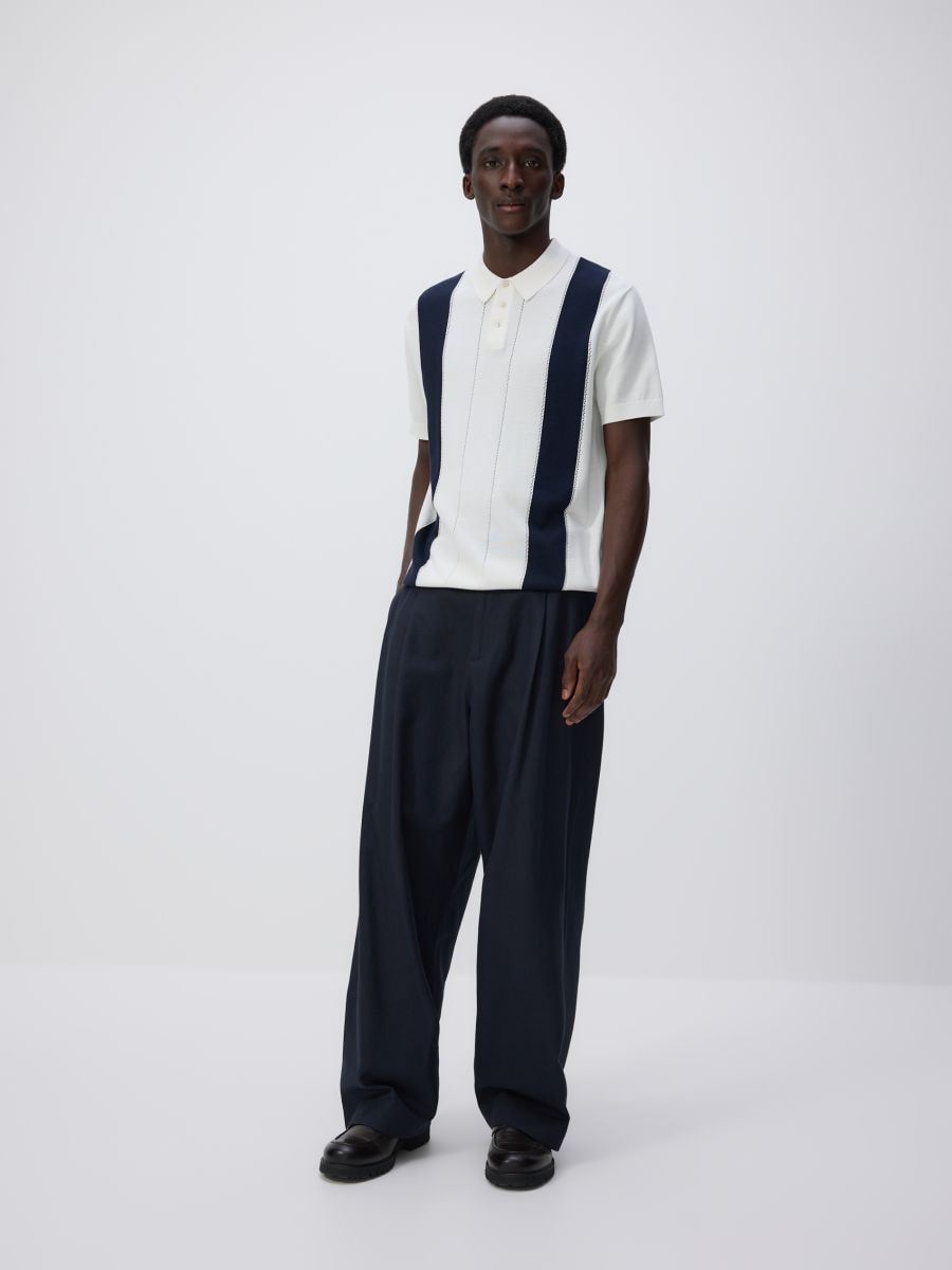 Stripe polo jumper - white - RESERVED - 2