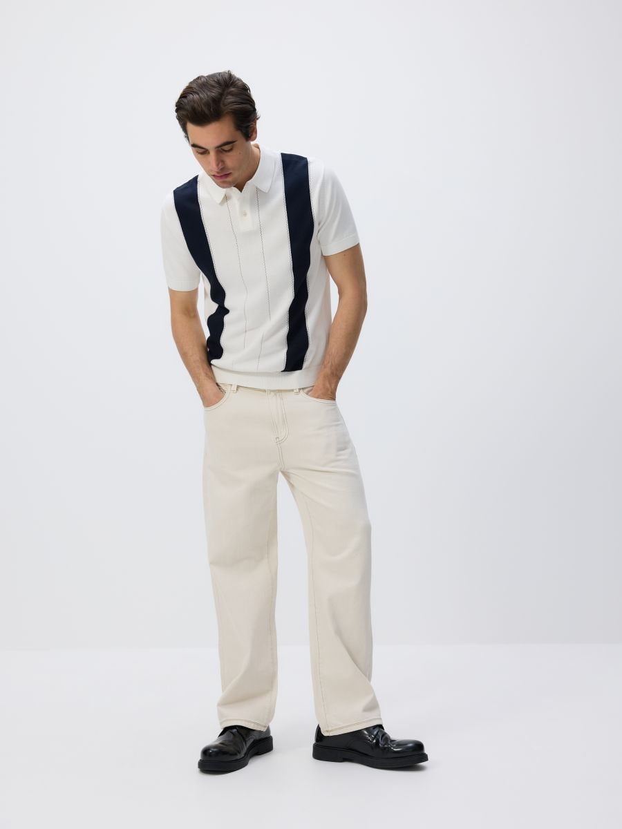 Stripe polo jumper - white - RESERVED - 2