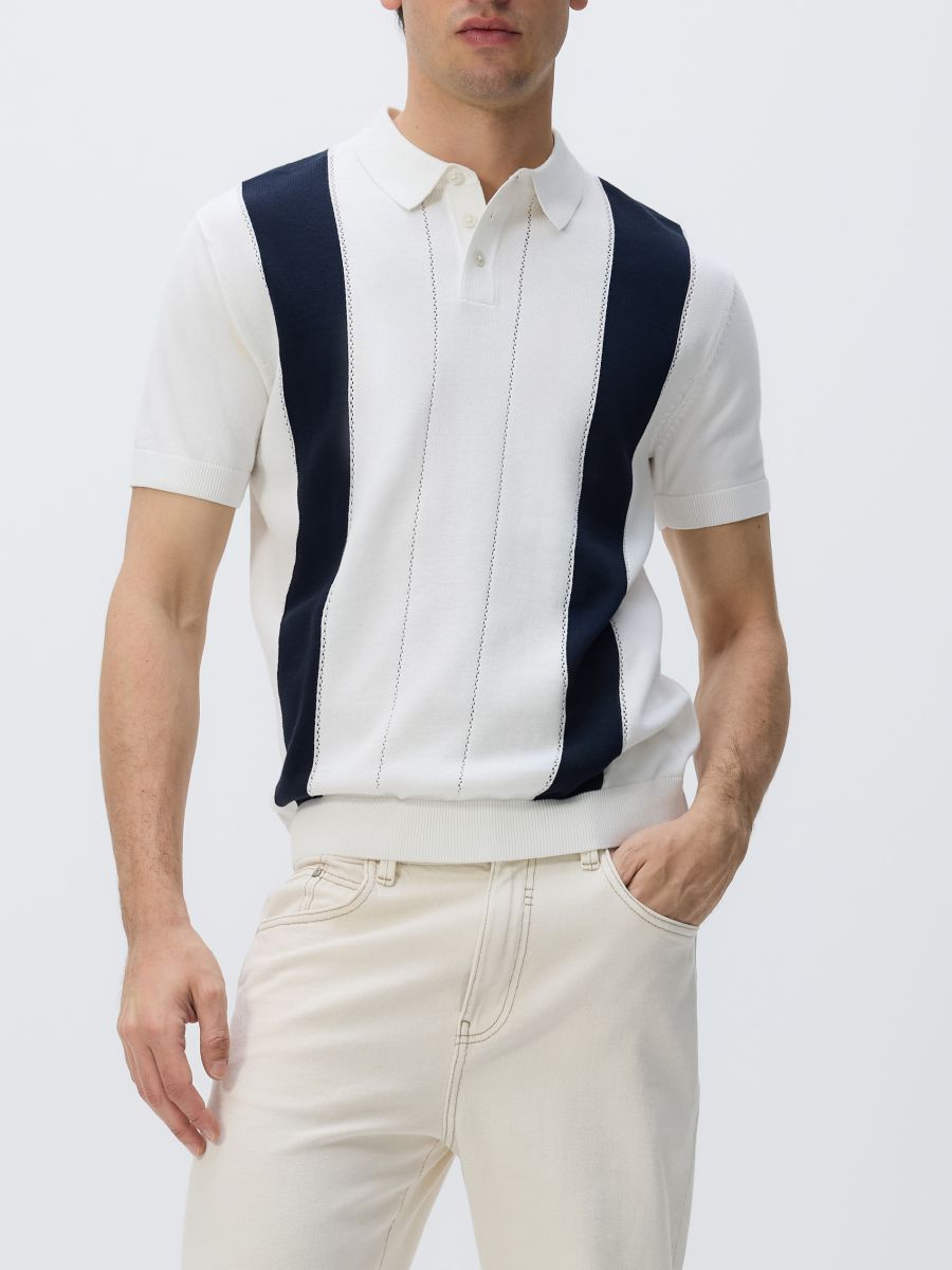 Stripe polo jumper - white - RESERVED - 3