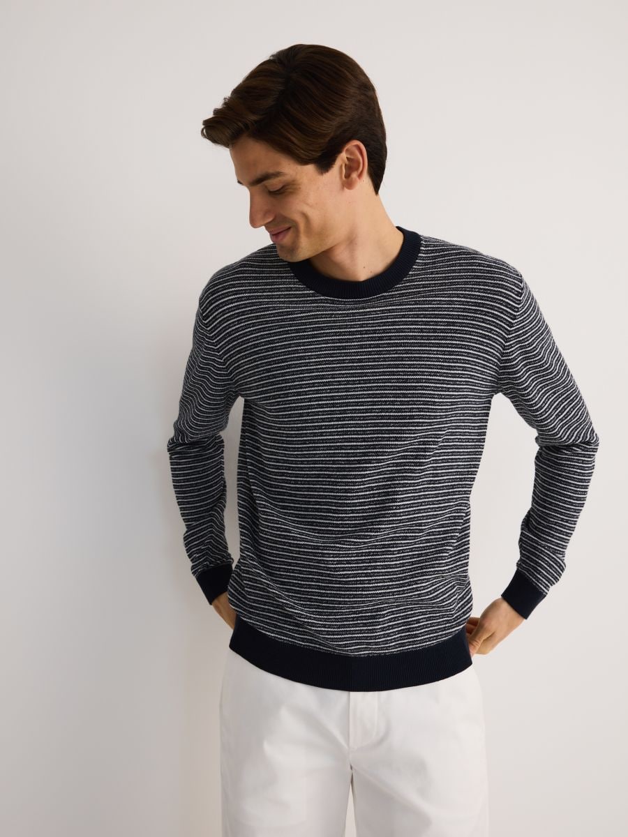 Jumper in textured knit - navy - RESERVED - 4