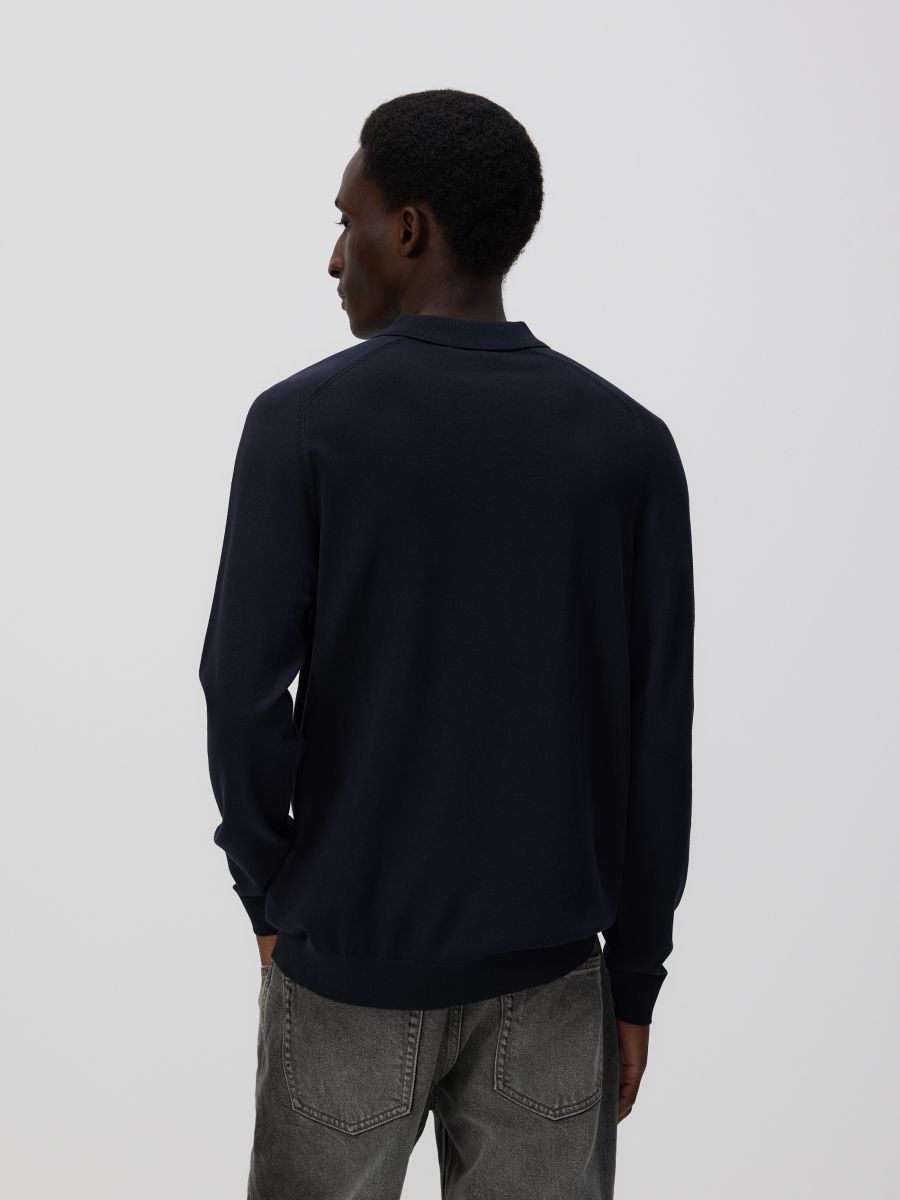 Pull façon polo en viscose majoritaire - Noir - RESERVED - 5