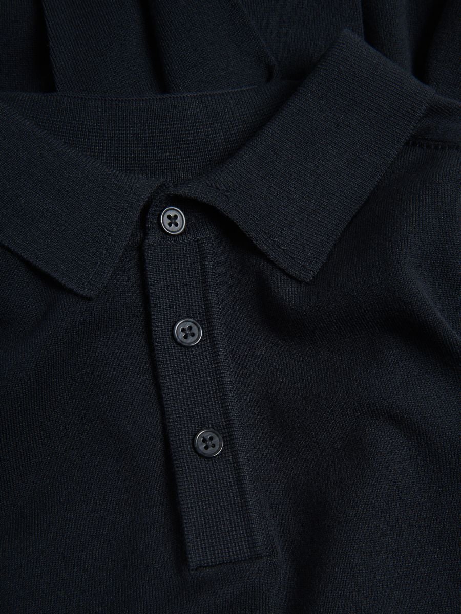 Pull façon polo en viscose majoritaire - Noir - RESERVED - 7