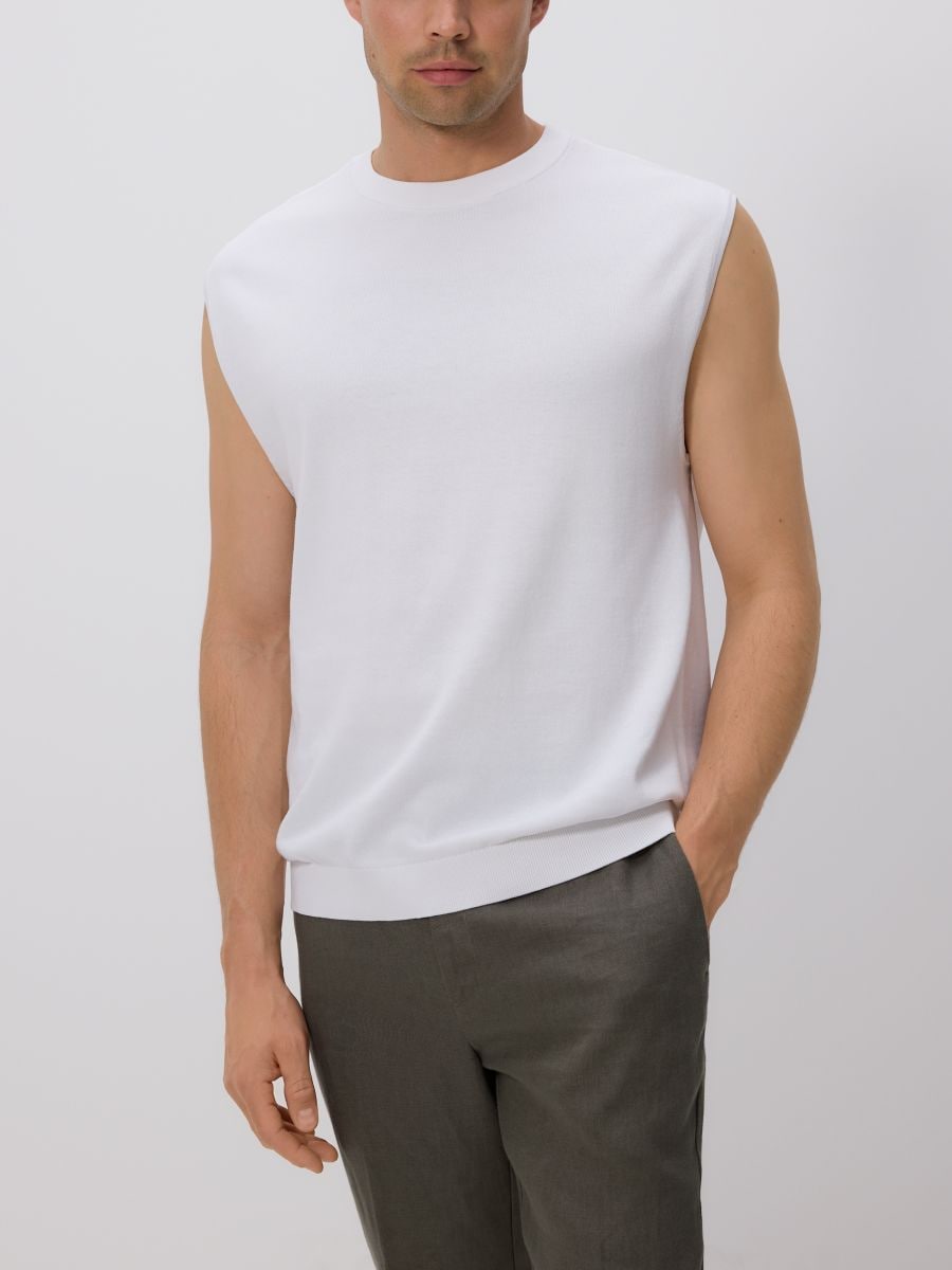 Knitted fabric vest - white - RESERVED