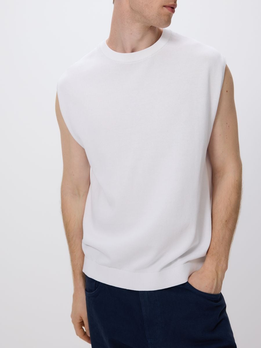 Knitted fabric vest - white - RESERVED - 4