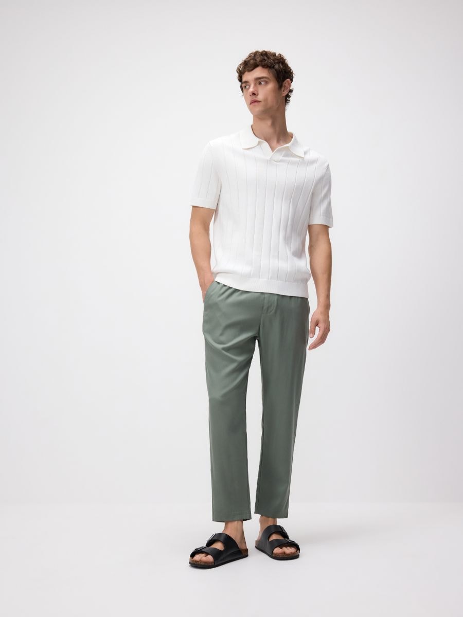 Pull style polo en coton majoritaire - crème - RESERVED - 2