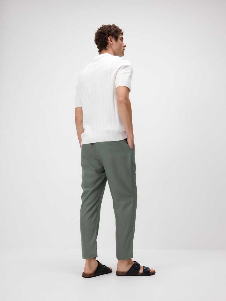 Pull style polo en coton majoritaire - crème - RESERVED - 4