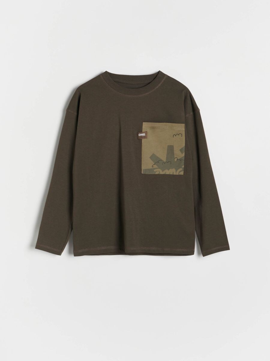Maglietta a maniche lunghe oversize - marrone scuro - RESERVED - 2
