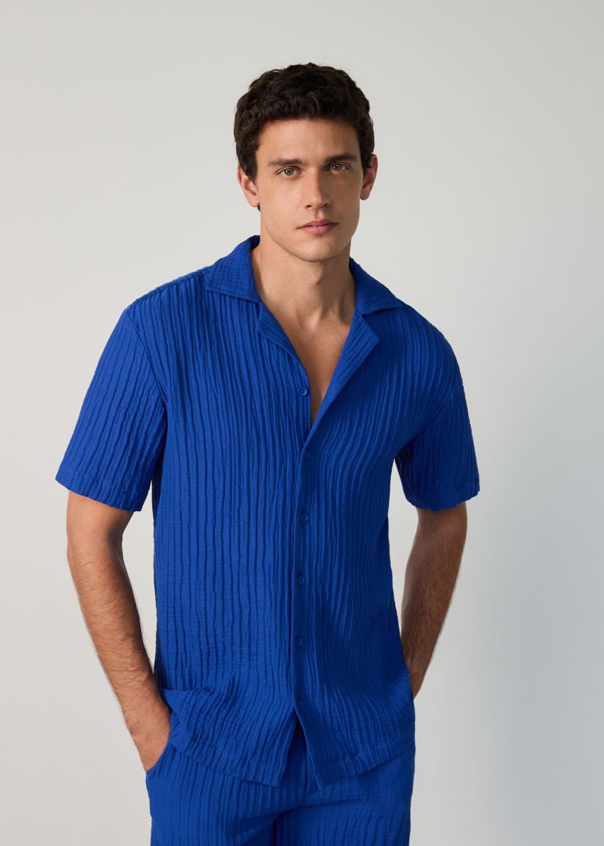 Muslin regular fit shirt - cobalt - RESERVED
