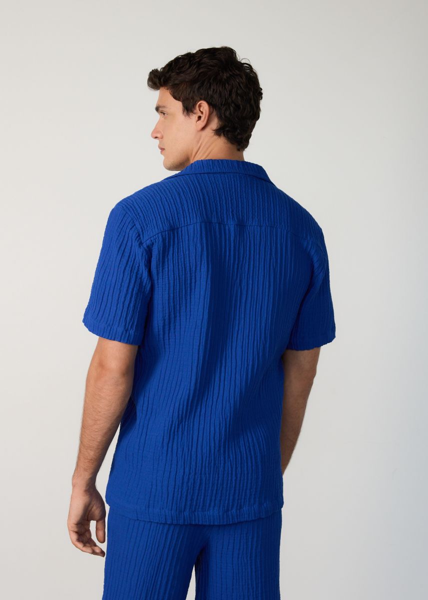 Camicia in mussola regular fit - cobalto - RESERVED - 4