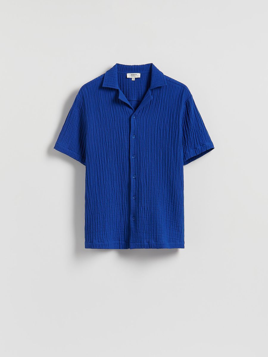 Camicia in mussola regular fit - cobalto - RESERVED - 6