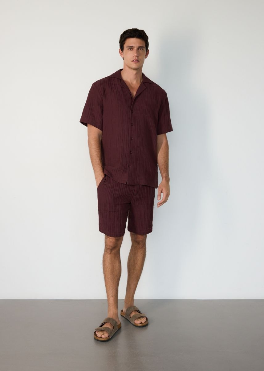 Camicia in mussola regular fit - maroon - RESERVED - 2