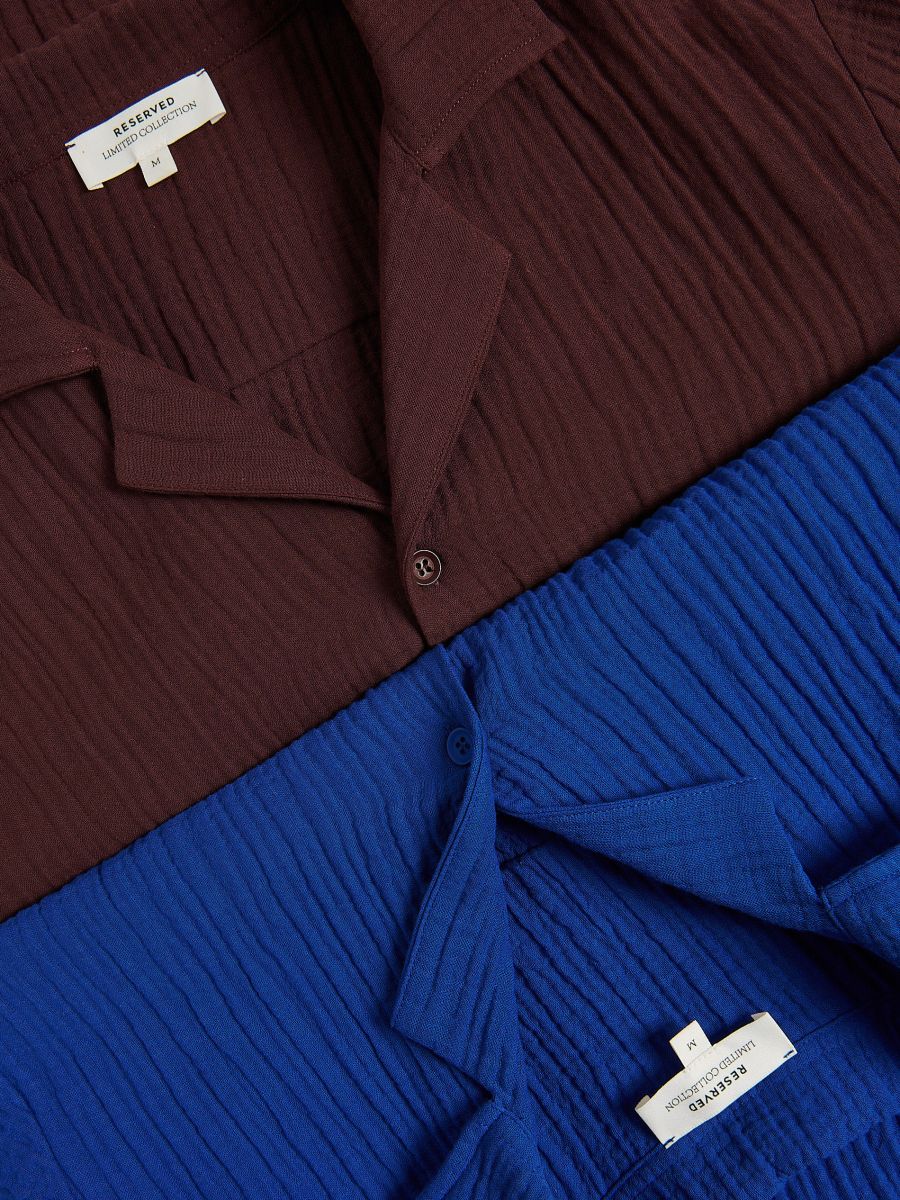 Camicia in mussola regular fit - maroon - RESERVED - 7