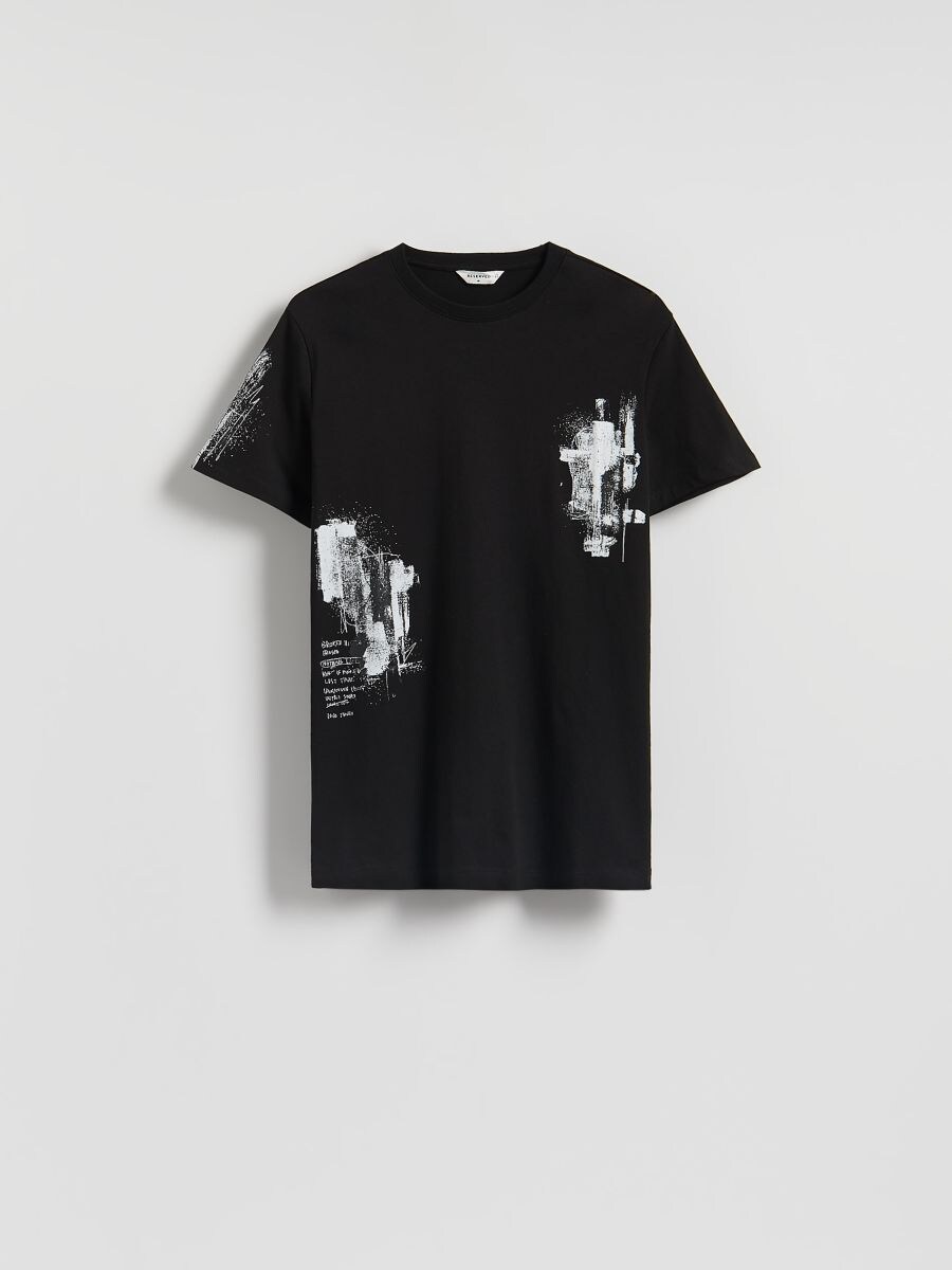 Regular fit printed T-shirt - black - RESERVED