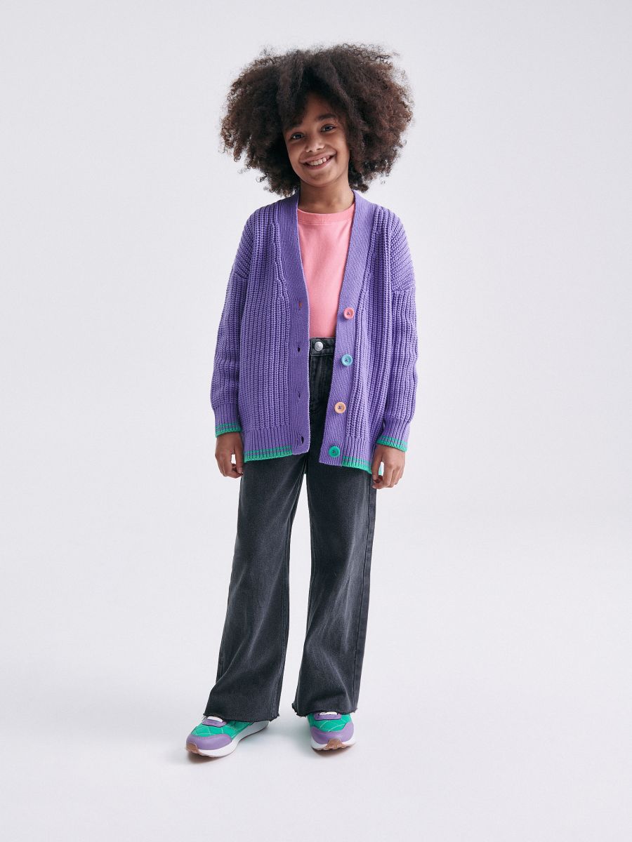 Cardigan with decorative buttons - purple - RESERVED - 6