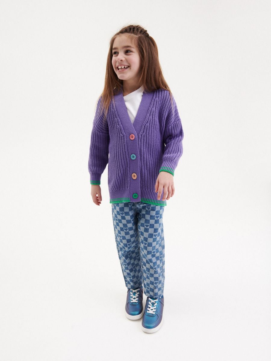 Cardigan with decorative buttons - purple - RESERVED - 2