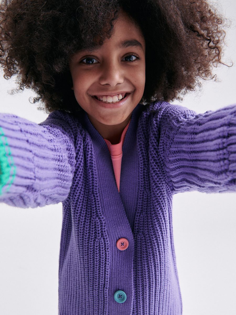 Cardigan with decorative buttons - purple - RESERVED - 7