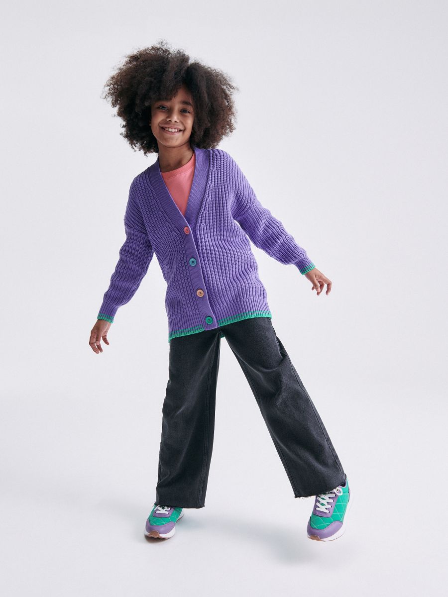 Cardigan with decorative buttons - purple - RESERVED - 8