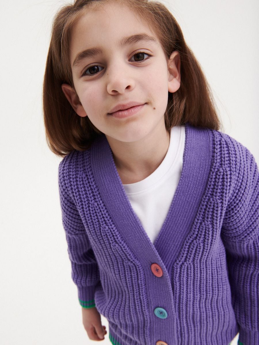 Cardigan with decorative buttons - purple - RESERVED - 4