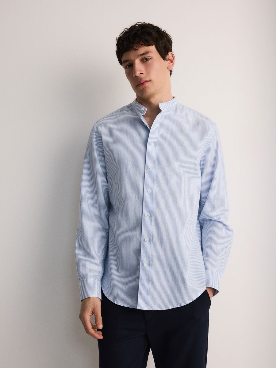 Krekls ar stāvapkaklīti regular fit - blāva zila - RESERVED