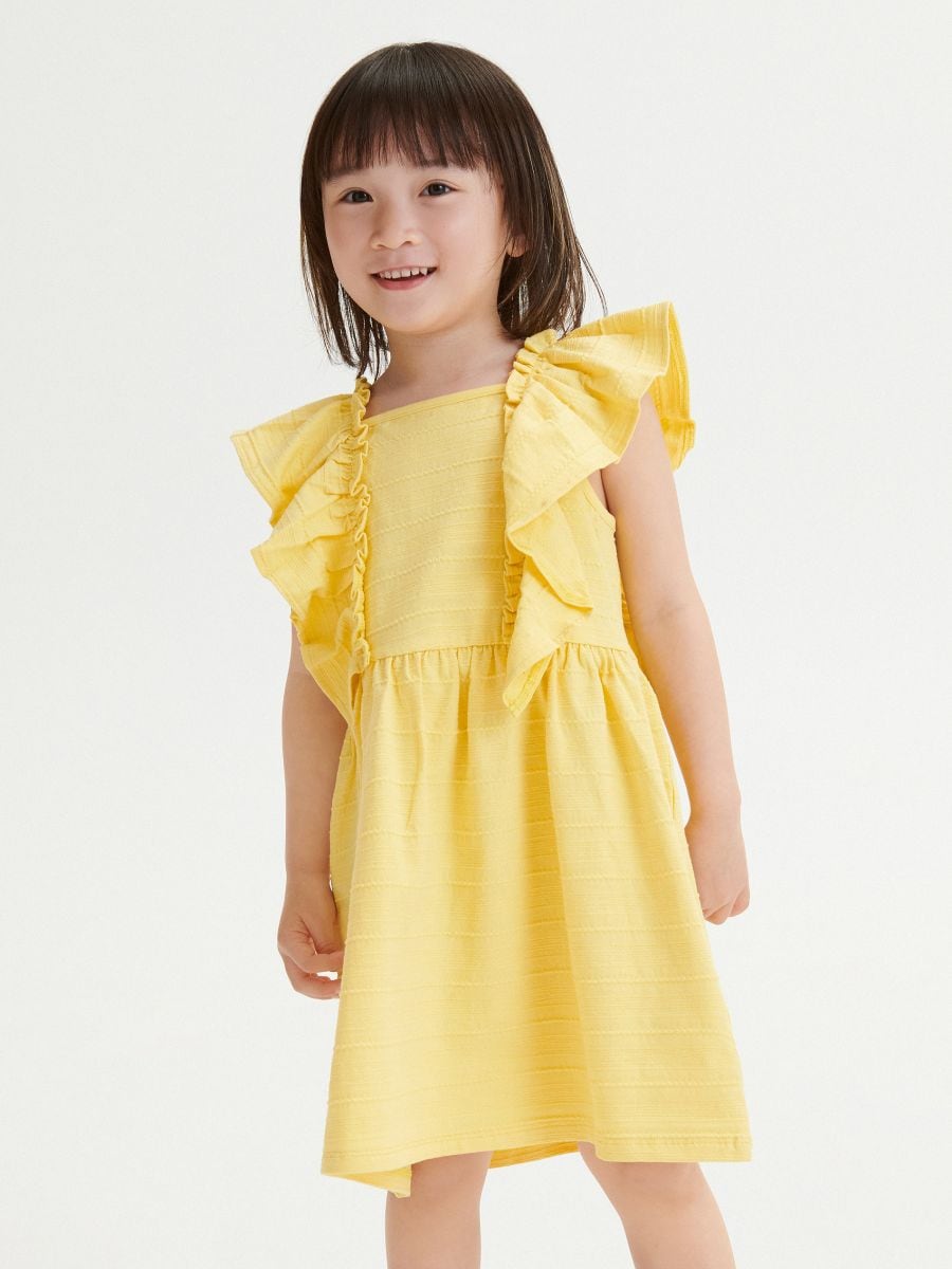 Dress with ruffle details - light yellow - RESERVED - 4