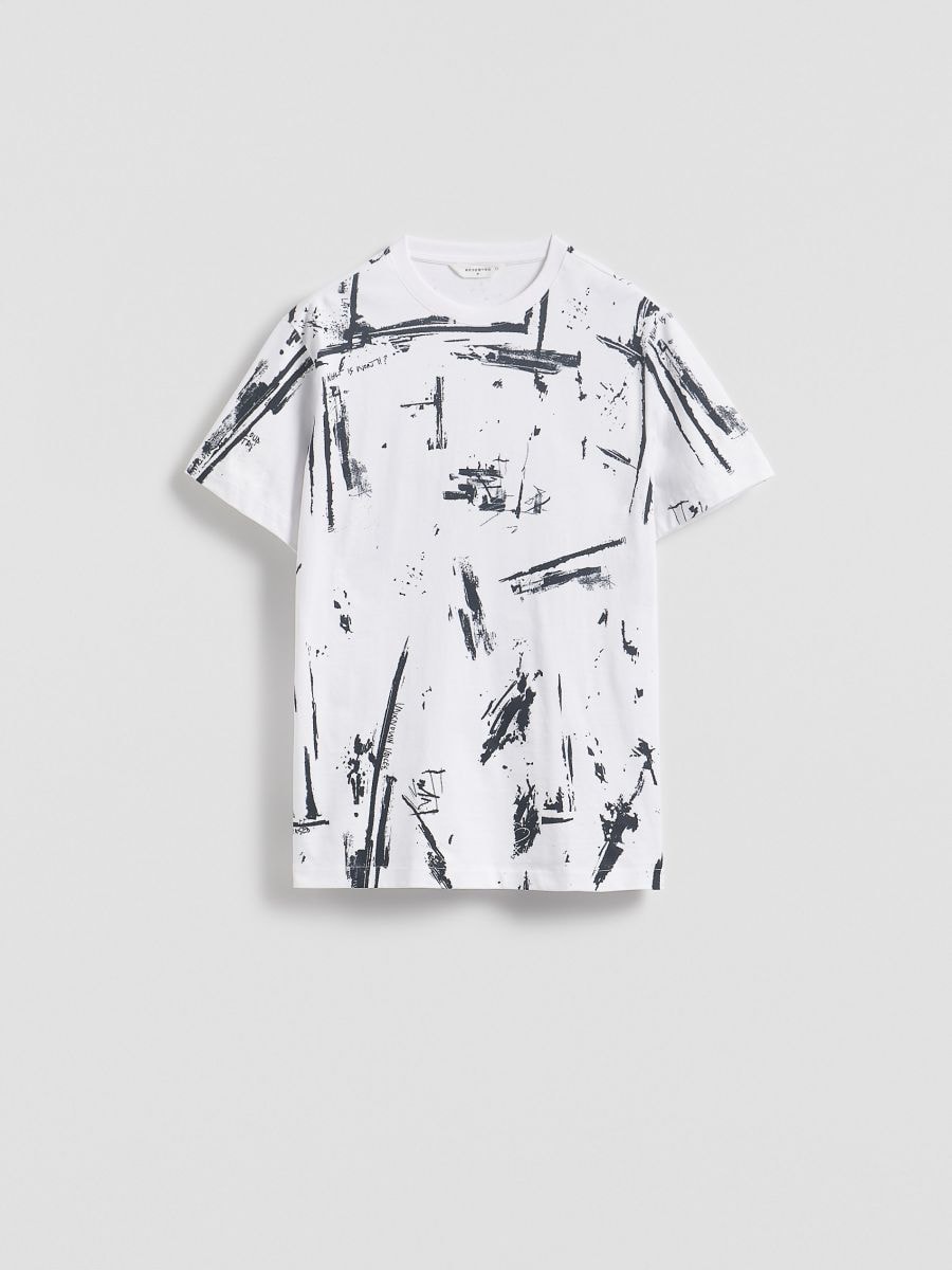 T-shirt comfort z nadrukiem - biały - RESERVED