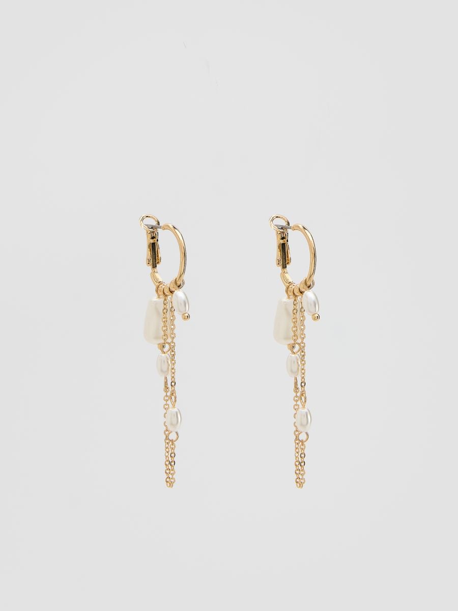Dangle earrings with beads - white - RESERVED