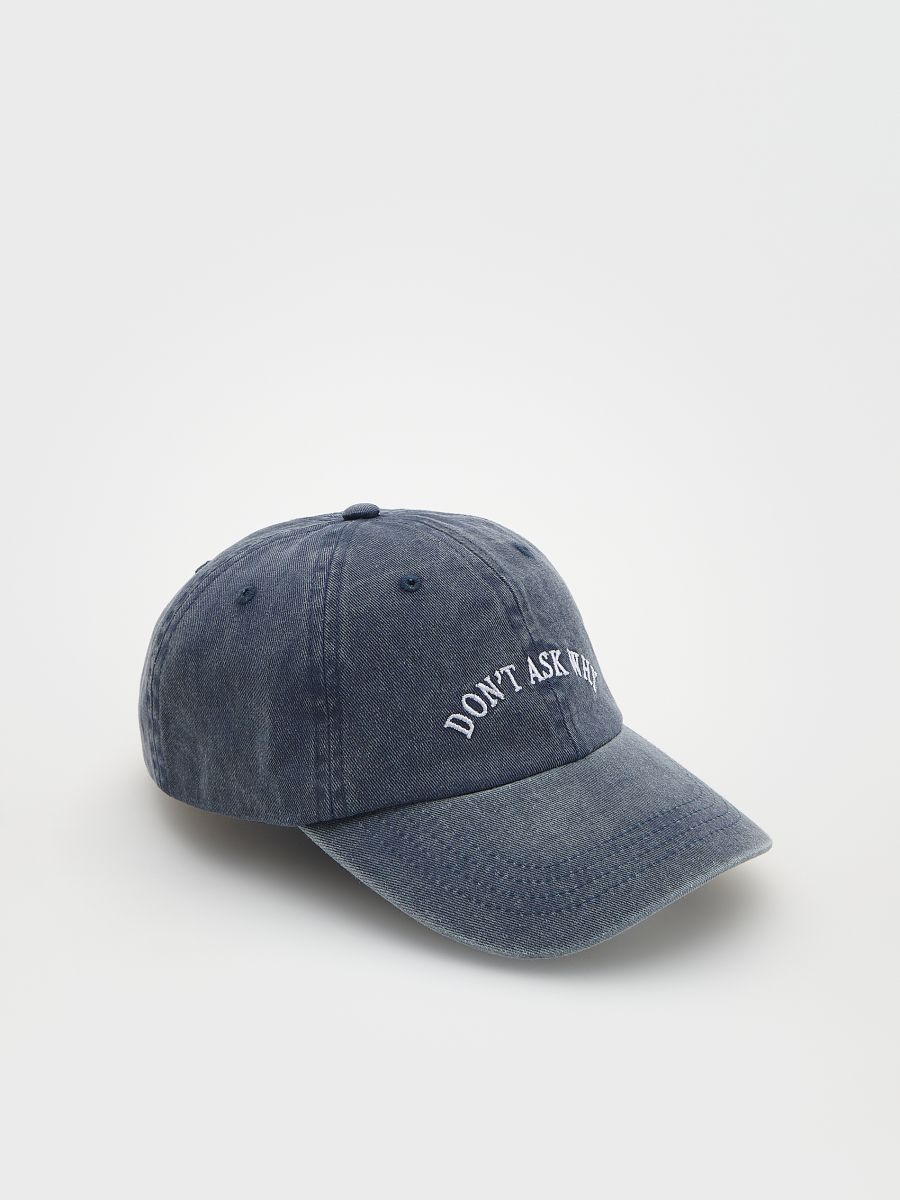 Cappello da baseball con effetto slavato - blu scuro - RESERVED