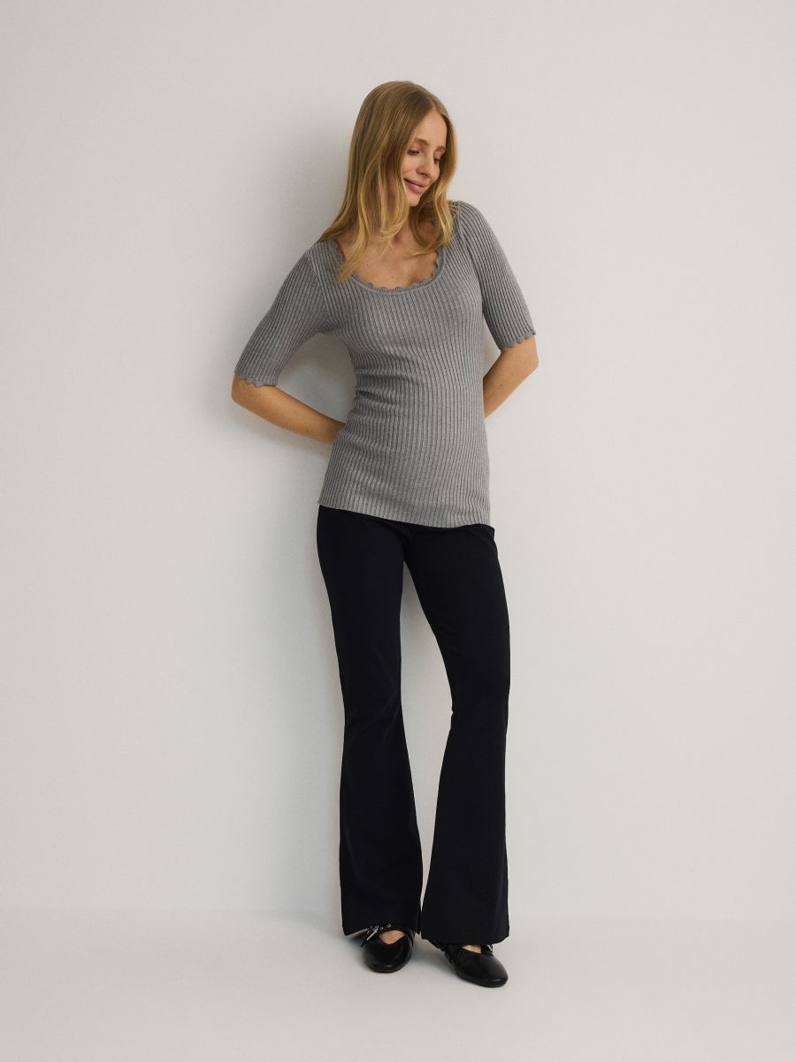 Rib knit viscose top - light grey - RESERVED - 3